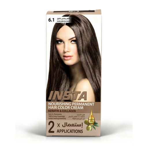 صبغة شعر طبية فاخرة بخلاصة زيت الزيتون والكولاجين - INSTA Hair Colors INSTA Hair Colors - Premium Medical Hair Dye with Olive Oil & Collagen