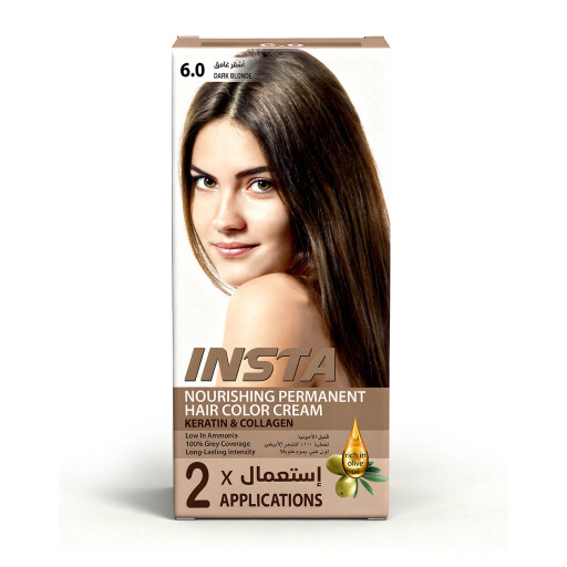 صبغة شعر طبية فاخرة بخلاصة زيت الزيتون والكولاجين - INSTA Hair Colors INSTA Hair Colors - Premium Medical Hair Dye with Olive Oil & Collagen
