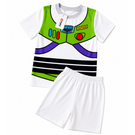 طقم أطفال باز يطير (Buzz Lightyear) قطعتين – أبيض وأخضر Kids Buzz Lightyear Two-Piece Set – White & Green