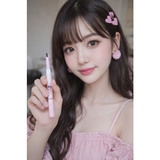 قلم تحديد ورسم الحواجب الاحترافي بتصميم كيوت (الوردي) Professional eyebrow defining and drawing pen with a cute design (pink)