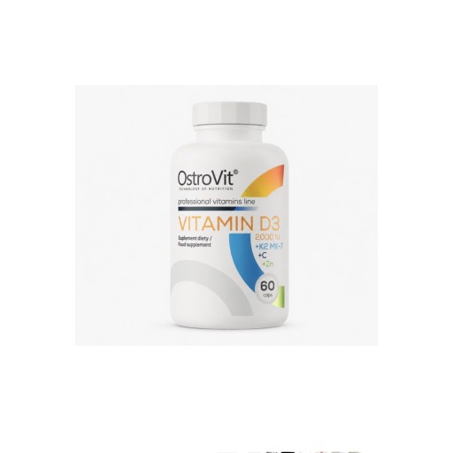 أوستروفيت فيتامين D3 + K2 + فيتامين C + زنك (60 كبسولة) OstroVit Vitamin D3 2000 IU + K2 MK-7 + C + Zn.(60caps)
