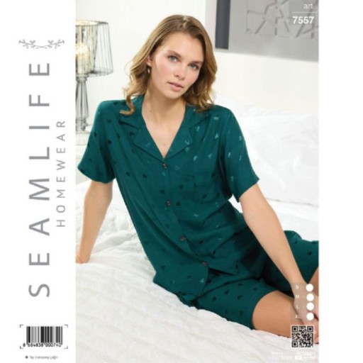 سيت بيجاما شورت ازرار نسائية Women’s Cotton Buttoned Short Pajama Set