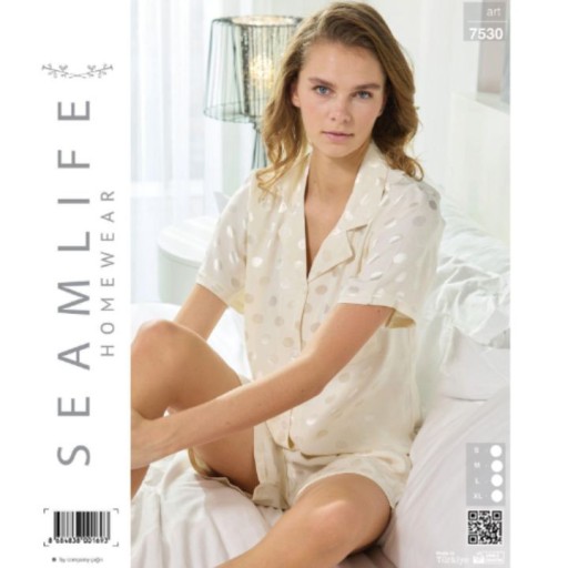 سيت بيجاما شورت ازرار نسائية Women’s Cotton Buttoned Short Pajama Set