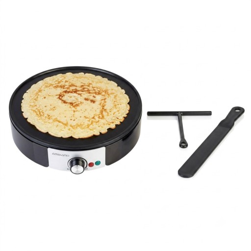 صانعة كريب الاسود مميز كهربائية احترافية بسطح واسع وتحكم حراري Black crepe maker, professional electric model with a wide surface and temperature control.