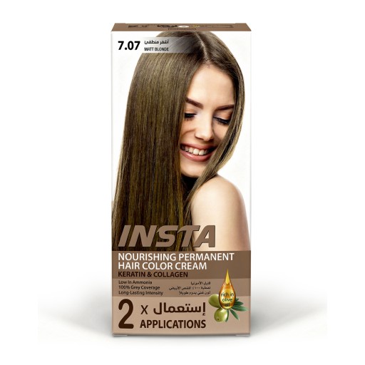 صبغة شعر طبية فاخرة بخلاصة زيت الزيتون والكولاجين - INSTA Hair Colors INSTA Hair Colors - Premium Medical Hair Dye with Olive Oil & Collagen