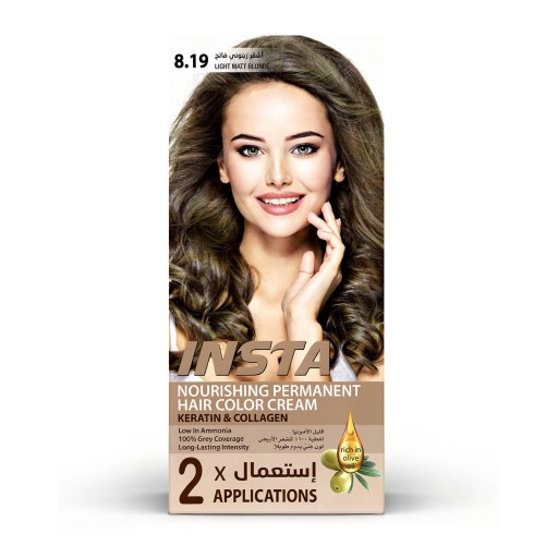 صبغة شعر طبية فاخرة بخلاصة زيت الزيتون والكولاجين - INSTA Hair Colors INSTA Hair Colors - Premium Medical Hair Dye with Olive Oil & Collagen