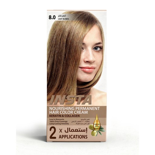 صبغة شعر طبية فاخرة بخلاصة زيت الزيتون والكولاجين - INSTA Hair Colors INSTA Hair Colors - Premium Medical Hair Dye with Olive Oil & Collagen