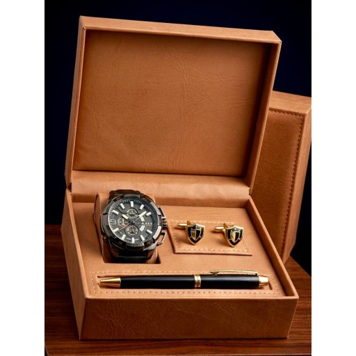 سيت رجالي(قلم ساعة بروش) Men's set: watch, pen, brooch