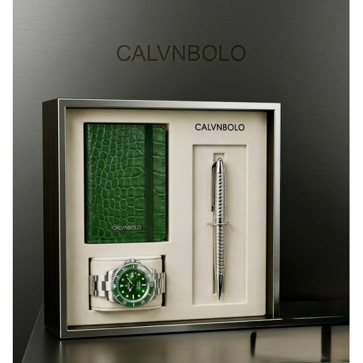 سيت رجالي (ساعة قلم محفظه) Men's set: watch, pen, wallet