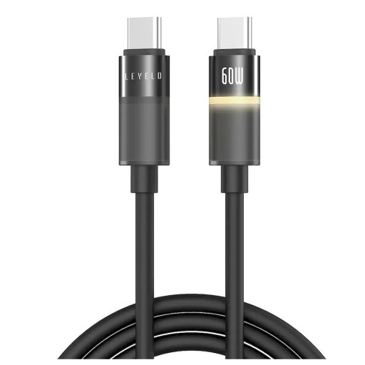 كيبل تايب سي الى تايب سي بطول 1 متر ليفيلو Levelo Luno Type-C to Type-C Cable 1m PD 100W