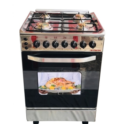 طباخ فريش ٤ مشاعل ستيل قياس 55×55 ضمان ١٠ سنوات موقعي Fresh Gas Cooker 4 Burners 55x55