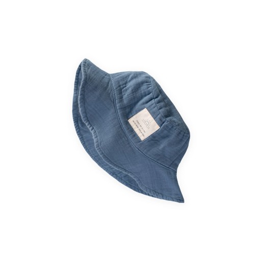 قبعة فيدورا موسلين عضوية للأطفال 2-8 سنوات - أزرق نيلي Organic Muslin Fedora Hat for Kids 2-8 Years - Indigo Blue