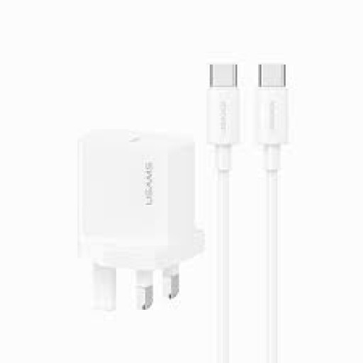 شاحن سريع أصلي من USAMS بقوة 20 واط (Type-C إلى Type-C) USAMS CC227 20W Fast Charger Kit Type-C to Type-C UK