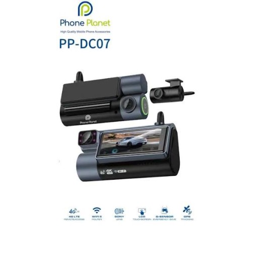 داش كام مع حساس سوني Sony IMX415 PHONE PLANET 4K + 1080P 3 LENS 4G WIFI DASHCAM DC07
