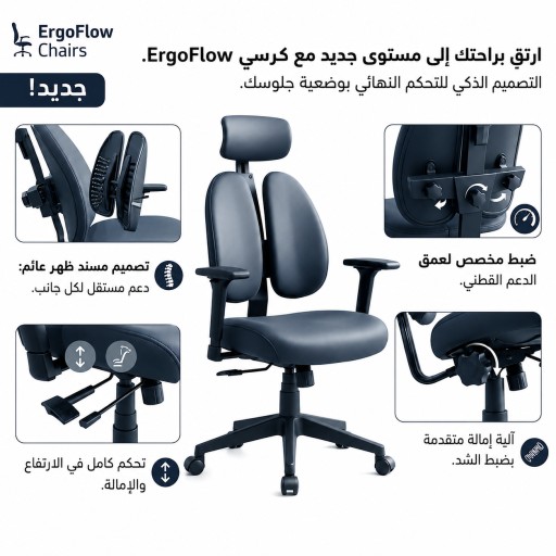كرسي مكتبي مزدوج الدعم القطني ErgoFlow ErgoFlow Dual Lumbar Office Chair