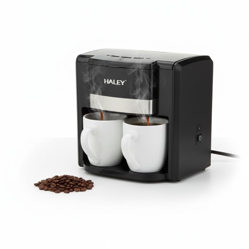 صانعة قهوة كهربائية 350 مل مع كوبين وفلتر قابل للإزالة 350ml Coffee Maker with 2 Cups & Removable Filter