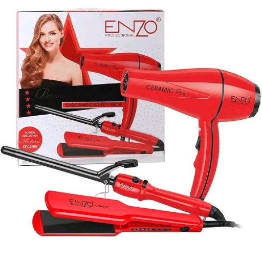 مجموعة تصفيف الشعر المتكاملة 6309 -ENZO ENسیرامیک برو 3 في 1 : 6309-ENZO Professional EN Ceramic Pro Hair Care 3-in-1 Styling Set