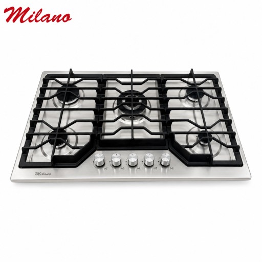 طباخ غاز مدمج ميلانو ستيل 90 × 60 سم – 5 شعلات Milano Built-in Stainless Steel Gas Hob 90 × 60 cm – 5 Burners