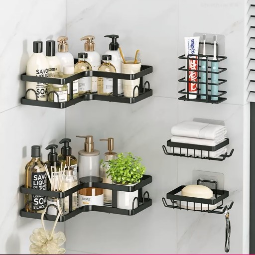 سيت رفوف حمام خماسي زاوية Five-corner bathroom shelf set