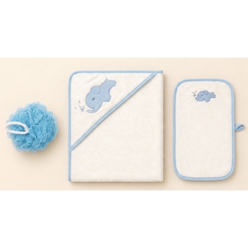 طقم استحمام أطفال قطني 3 قطع Piece Baby Bath Set