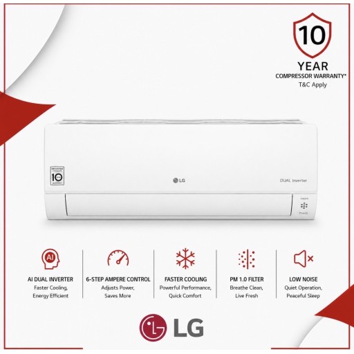 سبلت إل جي جداري 1.5 طن تحكم انفيرتر 6 مراحل LG Wall-Mounted Split AC, 1.5 Tons, Inverter Control