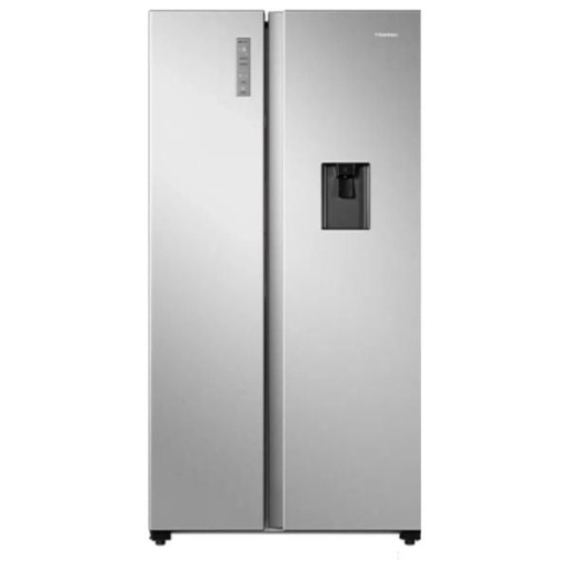 ثلاجة هايسنس سايد باي سايد 24 قدم مع موزع مياه إنفرتر – فضي Hisense 24 Cu.Ft Side by Side Inverter Refrigerator with Water Dispenser – Inox