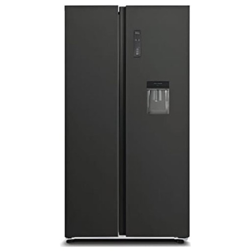 ثلاجة هايسنس سايد باي سايد 725 لتر مع موزع مياه إنفرتر – زجاج أسود Hisense 725L Side by Side Inverter Refrigerator with Water Dispenser – Black Glass