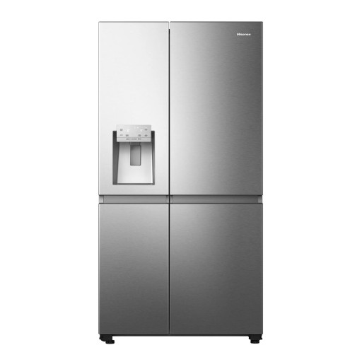 ثلاجة هايسنس سايد باي سايد 819 لتر إنفرتر مع صانع ثلج وموزع مياه – فضي Hisense 819L Side by Side Inverter Refrigerator with Ice & Water Dispenser – Inox