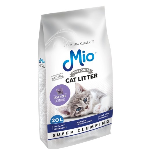 ميو رمل قطط بنتونايت متكتل برائحة اللافندر 20 لتر Mio Bentonite Cat Litter Lavender Scented Super Clumping 20L