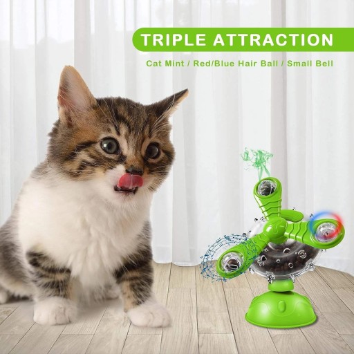 لعبة قطط تفاعلية ثلاثية الجذب مع نعناع القطط وكرات Triple Attraction Interactive Cat Toy with Cat Mint, Hair Balls and Bell