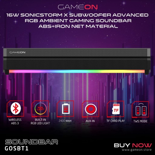 gameon Gameon Dominator Blaze Wireless Rgb Gaming Soundbar