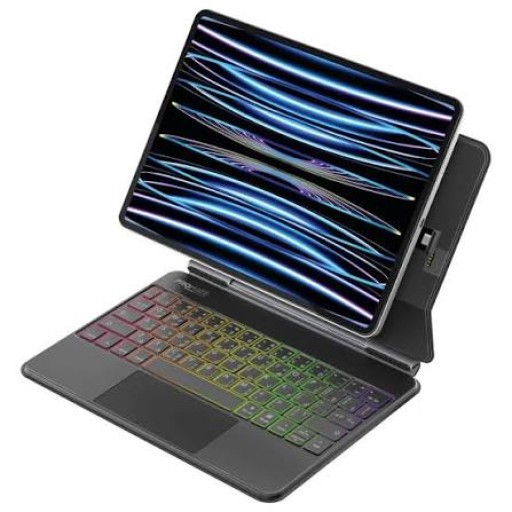 كيبورد PROMATE FLEXKEYS-11 PRO FOLIO Promate FlexKeys-11Pro Folio Touch Wireless iPad Keyboard Case with Backlight and Smart Connector