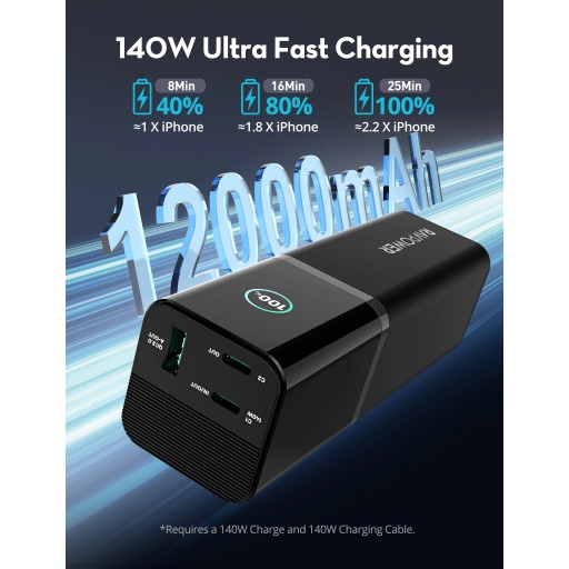 بور بنك من راف بور بقدرة 140 واط مع سعة 12 الف ملي امبير RAVPOWER RP-PB1242 PD 12000mAh POWER BANK 140W