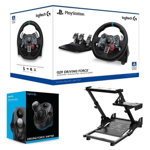 باندل لوجيتك G29 مع ناقل الحركة وستاند السباقات Logitech G29 Racing Bundle with Shifter & Racing Stand