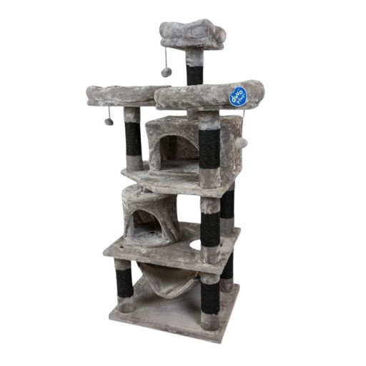 عمود خدش للقطط مع أرجوحة شبكية Cat Scratching Post with Hammock, Houses and Platforms