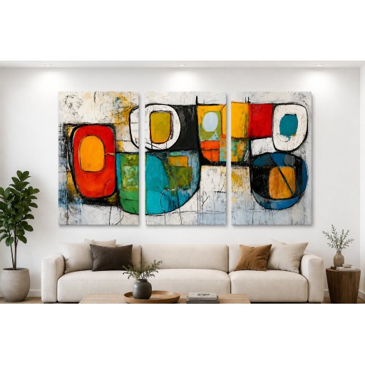 لوحة تجريدية ( ثلاث قطع) canvas