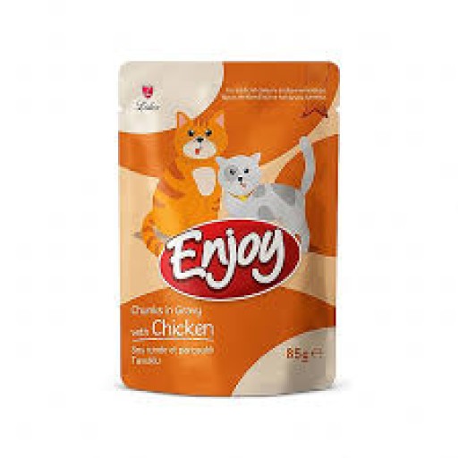 انجوي مغلف طعام رطب مقطع خاص باللقطط بنكهة مرق الدجاج Enjoy