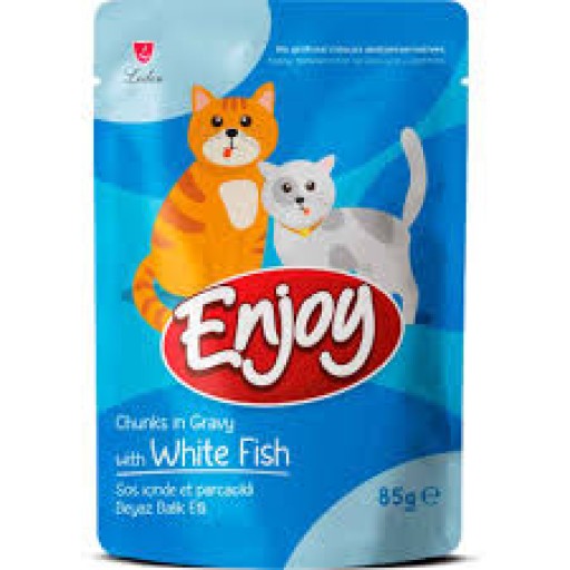 انجوي مغلف طعام رطب للقطط مقطع بنكهة السمك Enjoy