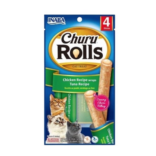 تشورو رولز للقطط بالدجاج والتونة Churu Rolls Chicken & Tuna Cat Treats