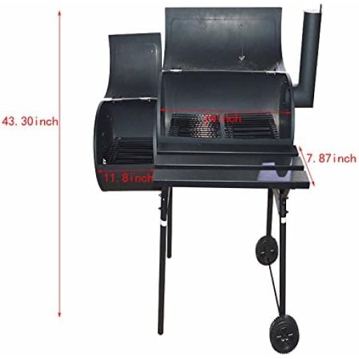 شواية باربيكيو فحم برميلية مع صندوق تدخين جانبي منفصل Offset Smoker