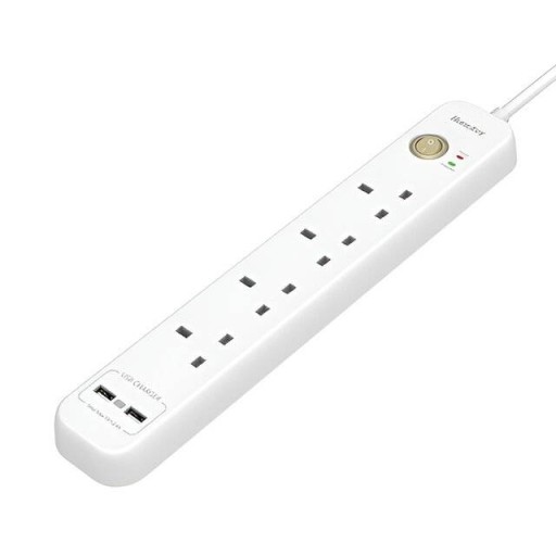 مشترك كهربائي HuntKey SUC507 بأربع منافذ + منفذي USB بطول 2 متر HuntKey 4 Outlets + 2 USB 2m Power Extension (SUC507)