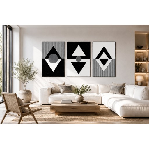 لوحات التكوين الهندسي ( ثلاث قطع) canvas