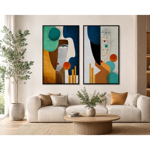 لوحتان تجريديتان بأسلوب هندسي canvas