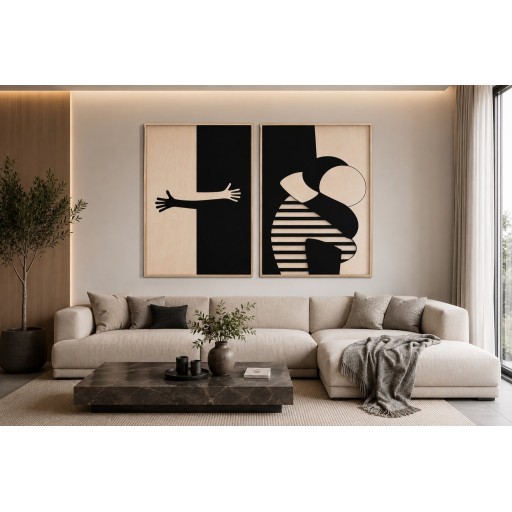 لوحة تجريدية ثنائية canvas