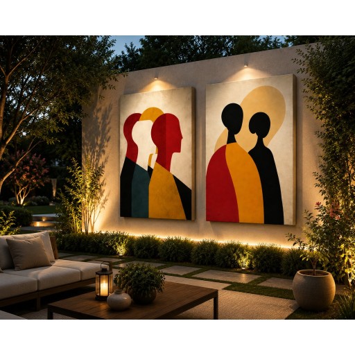 لوحة ثنائية فنية تجريدية canvas