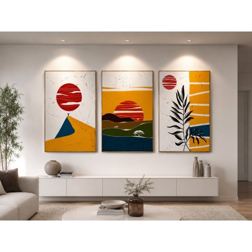 ثلاث لوحات تجريدي canvas