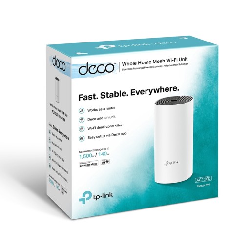 تي بي-لينك ديكو M4 AC1200 – نظام واي فاي شبكي للمنزل بالكامل (وحدة واحدة) TP-Link Deco M4 (1-Pack) AC1200 Whole Home Mesh Wi-Fi System