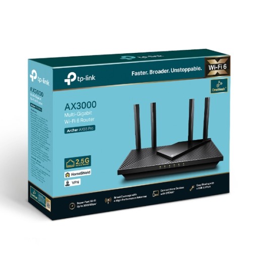 تي بي-لينك آرتشر AX55 برو AX3000 – راوتر واي فاي 6 ثنائي النطاق TP-Link Archer AX55 Pro AX3000 Dual-Band Wi-Fi 6 Router