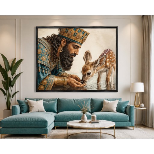لوحة الملك والغزال canvas