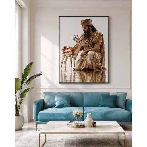 لوحات الغزال والملكة  مع الاطار canvas